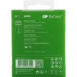 GP Batteries ReCyko+ D 2200 - 2 oplaadbare batterijen Groen