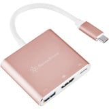 SilverStone EP08P USB-C naar HDMI adapter Pink/wit