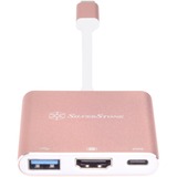 SilverStone EP08P USB-C naar HDMI adapter Pink/wit