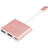 SilverStone EP08P USB-C naar HDMI adapter Pink/wit