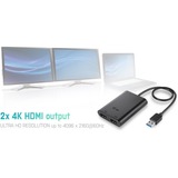 i-tec USB 3.0/USB-C naar 2x 4K HDMI adapter Zwart