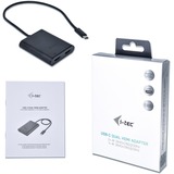 i-tec USB-C 3.2 Gen 2 naar 2x HDMI adapter Zwart, 0,3 meter, 4K