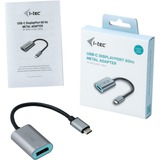 i-tec USB-C 3.2 Gen 2 naar DisplayPort adapter Zwart/zilver, 0,15 meter, 4K 60Hz