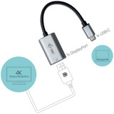 i-tec USB-C 3.2 Gen 2 naar DisplayPort adapter Zwart/zilver, 0,15 meter, 4K 60Hz