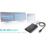 i-tec USB-C > Dual HDMI adapter Zwart, 0,3 meter, 4K