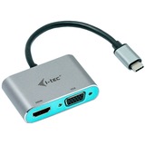 i-tec USB-C naar Metal HDMI 4K / 60 Hz + VGA adapter Zwart/zilver