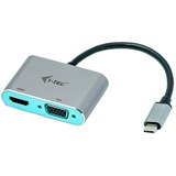 i-tec USB-C naar Metal HDMI 4K / 60 Hz + VGA adapter Zwart/zilver