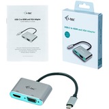 i-tec USB-C naar Metal HDMI 4K / 60 Hz + VGA adapter Zwart/zilver