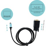 i-tec USB-C naar VGA 1080p / 60 Hz adapter Zwart, 1,5 m