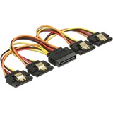 DeLOCK 15-pins SATA power naar 4x 15-pins SATA power kabel Zwart/rood, 15 centimeter