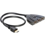 DeLOCK 3x HDMI naar 1x HDMI switch Zwart, 60 centimeter
