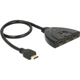 DeLOCK 3x HDMI naar 1x HDMI switch Zwart, 50 centimeter, 4K