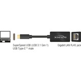 DeLOCK Adapter SuperSpeed USB (USB 3.1 Gen 1) met USB Type-C male > Gigabit LAN 10/100/1000 Mbps compact Zwart