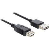 DeLOCK EASY-USB 2.0 A male > USB 2.0 Type-A female Verlengkabel Zwart, 1 m