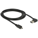 DeLOCK EASY-USB-A 2.0 male > EASY-USB Micro-USB-B 2.0 male  kabel Zwart, 2 meter