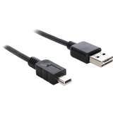 DeLOCK EASY-USB-A 2.0 male > mini USB-B 2.0 male kabel Zwart, 3 meter