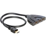 DeLOCK HDMI 3 naar 1 switch, 60 cm hdmi switch Zwart