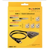 DeLOCK HDMI 3 naar 1 switch, 60 cm hdmi switch Zwart