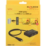 DeLOCK HDMI Splitter 1 x HDMI in > 2 x HDMI out 4K Zwart, 87700