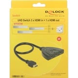 DeLOCK HDMI naar 3x HDMI switch Zwart, 4K