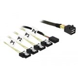 DeLOCK Interne MiniSAS-HD SFF-8643 naar 4x 7-pin SATA adapterkabel Zwart, 1 meter, met Sideband