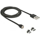 DeLOCK Magnetische USB data- en laadkabel set voor Micro USB / USB Type-C Zwart, 1,1 meter