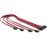 DeLOCK SAS SFF-8484 > 4x SATA 7-Pin adapter Rood, 0,5 meter