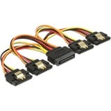 DeLOCK SATA 15 pin power > SATA 15 pin power 4x kabel Zwart/rood, 0,15 meter