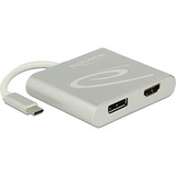 DeLOCK Splitter USB-C > 1x HDMI + 1x DisplayPort 4K adapter Zilver