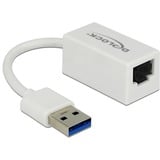 DeLOCK SuperSpeed USB-A (USB 3.1 Gen 1) male > Gigabit LAN 10/100/1000 Mbps compact adapter Wit, 0,127 meter