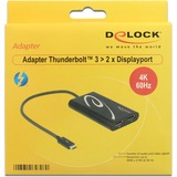 DeLOCK Thunderbolt 3 > 2x DisplayPort adapter Zwart, 0,27 meter
