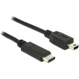 DeLOCK USB 2.0 kabel, USB-C > USB Mini-B Zwart, 1 meter