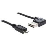 DeLOCK USB 2.0 male left/right > micro-B, 3m kabel Zwart, 83384