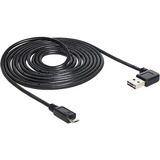 DeLOCK USB 2.0 male left/right > micro-B, 3m kabel Zwart, 83384