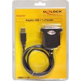 DeLOCK USB-A 1.1 naar Parallel kabel Zwart, 0,8 meter