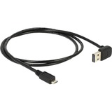 DeLOCK USB-A 2.0 male 90° > Micro-USB male kabel Zwart, 1 meter