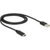 DeLOCK USB-C 2.0 > USB-A kabel Zwart, 1 meter