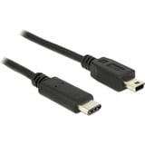 DeLOCK USB-C 2.0 > USB Mini-B kabel Zwart, 1 meter