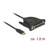 DeLOCK USB-C 2.0 male > 1 x Parallel DB25 female kabel Zwart, 1,8 meter 