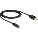 DeLOCK USB-C 2.0 naar USB-B kabel Zwart, 1 meter