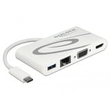 DeLOCK USB-C 3.1 > HDMI + VGA + LAN + USB adapter Wit, 0,14 meter, 4K 30 Hz