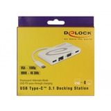 DeLOCK USB-C 3.1 > HDMI + VGA + LAN + USB adapter Wit, 0,14 meter, 4K 30 Hz
