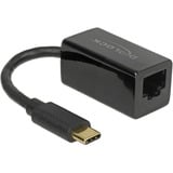 DeLOCK USB-C 3.2 Gen 1 naar RJ-45 Gigabit LAN adapter Zwart, 10/100/1000 Mbps