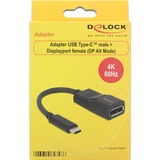 DeLOCK USB-C > Displayport adapter Zwart, DP Alt Mode, 4K 60 Hz