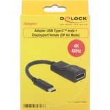 DeLOCK USB-C > Displayport adapter Zwart, DP Alt Mode, 4K 60 Hz