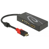 DeLOCK USB-C > HDMI/VGA adapter Zwart, 0,2 meter