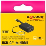 DeLOCK USB-C > HDMI adapter sleutelhanger Zwart, 4K 30Hz