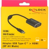 DeLOCK USB-C (male) > HDMI (female) adapter Donkergrijs, 0,2 meter, 4K 60Hz