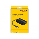 DeLOCK USB-C male >  2.5 Gigabit LAN adapter Zwart, 0,135 meter