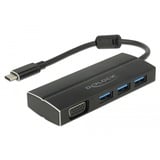 DeLOCK USB-C naar 3x USB-A + VGA adapter Zwart